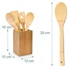 Relaxdays set van 5 bamboe kooklepels, elk 30 cm, inclusief Productafbeelding-voorbeeld 4
