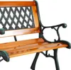 Gusseisen Gartensessel Gartenstuhl Outdoorstuhl Holz Natur bis120Kg Produktbild-Vorschau