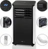 A collage of images showing a portable air conditioner and its accessories. Voir les images du produit