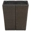 A brown poly rattan side table with a glass top, presented on a white background. Produktbild-Vorschau