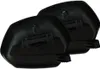 Two black motorcycle side cases are shown from the front. Produktbild-Vorschau