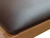 Close-up of a brown leather seat on a wooden frame. Produktbild-Vorschau