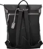 The back of a gray and black backpack is shown against a white background. Produktbild-Vorschau