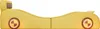 A yellow car-shaped bed is shown from the side against a white background. Produktbild-Vorschau