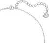 A close-up of a silver necklace chain with a clasp and a swan charm. Produktbild-Vorschau