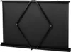 The back of a black, portable projector screen with a scissor-lift mechanism. Náhľad obrázku produktu