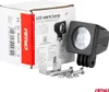 A product shot of an LED work lamp and its packaging. Produktbild-Vorschau