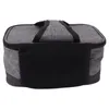 A gray insulated lunch bag with a black mesh front pocket. Náhľad obrázku produktu