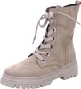 A single beige lace-up boot is shown against a white background. Produktbild-Vorschau