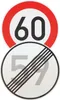 Original 2x Verkehrsschild Nr. 274-60 60 km/h und Nr. 282 Produktbild-Vorschau 1