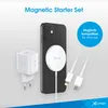 A product image showcasing a magnetic wireless charging set for iPhones, including a charger, a phone with a magnetic charger attached, and cables. Anteprima dell’immagine prodotto
