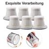 A collage of images showing replacement filters for a vacuum cleaner, with text highlighting 'Exquisite Verarbeitung'. Produktbild-Vorschau