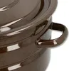 A close-up shot of a brown pot with a lid and a handle. Produktbild-Vorschau