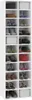 A tall, white shoe cabinet filled with various types of footwear. Produktbild-Vorschau