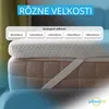 A close-up of a mattress topper on a mattress, with size options displayed. Náhľad obrázku produktu