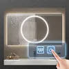 A hand is touching a touch-sensitive control panel on a modern LED mirror in a bathroom setting. Anteprima dell’immagine prodotto