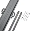A close-up view of a gray retractable side awning and its accessories, including two support poles and a set of screws, laid out against a white background. Náhled obrázku produktu