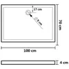 A technical drawing of a shower tray with dimensions indicated. Náhľad obrázku produktu