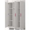 An open white wardrobe with pink handles, showing its shelves. Náhled obrázku produktu