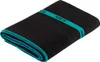 A folded black microfiber towel with a teal band and trim. Náhľad obrázku produktu