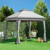 A backyard scene with a gazebo, chairs, and decorative items. Produktbild-Vorschau