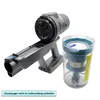 A cordless vacuum cleaner's motor unit and dustbin are shown separately against a white background. Produktbild-Vorschau