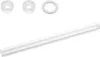 A clear product shot of a glass tube and three white O-rings on a white background. Produktbild-Vorschau