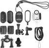 A collection of action camera accessories laid out on a white background. Produktbild-Vorschau