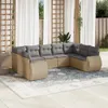 9-tlg. Garten-Sofagarnitur mit Kissen Beige Poly Rattan Produktbild-Vorschau 2
