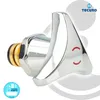 A chrome-plated faucet handle with a three-star grip, featuring red curved lines resembling a smiley face, set against a white background with subtle grey circular overlays. A small circular logo with a bathtub and the text 'TECURLO PARTS' is in the bottom Produktbild-Vorschau