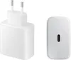 A white Samsung wall charger with a USB-C port and a separate power adapter with prongs. Produktbild-Vorschau