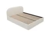 A beige upholstered bed frame with a slatted base, shown from a slightly elevated side angle on a white background. Voir les images du produit