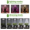 Collage showing different lighting modes and dimming levels of a plant grow light. Náhľad obrázku produktu