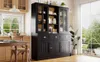 Hoge kast 140 x 38,5 x 175 cm met vitrinedeuren, laden, Productafbeelding-voorbeeld 4