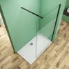 schwarz Walk in Duschwand 120x200cm Milchglasstreifen Produktbild-Vorschau 2
