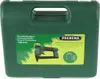 A green plastic case containing a pneumatic stapler and product information. Náhľad obrázku produktu