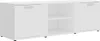 A white TV stand with two cabinets and two open shelves. Produktbild-Vorschau