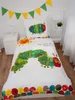 A child's bedroom with bedding featuring "The Very Hungry Caterpillar" theme. Podgląd zdjęcia produktu
