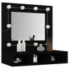 A black vanity mirror with lights and makeup accessories. Produktbild-Vorschau
