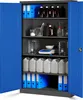 An open metal cabinet filled with various laboratory or office supplies. Náhľad obrázku produktu