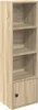 A tall, narrow bookshelf with three open shelves and a single cabinet door at the bottom. Produktbild-Vorschau