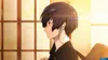 An anime character with dark hair and headphones, looking to the side. Produktbild-Vorschau
