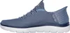 Side view of a blue Skechers slip-on shoe. Náhled obrázku produktu