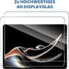 Two transparent screen protectors are shown layered over a tablet screen displaying a reflective, abstract image. Produktbild-Vorschau