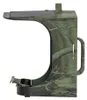 A side view of a camouflage-patterned bird feeder with a solar panel on top. Podgląd zdjęcia produktu