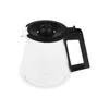 A clear studio shot of a glass coffee pot with a black lid and handle, isolated on a white background. Produktbild-Vorschau