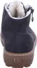 The back view of a gray boot with a white fuzzy lining and a brown sole. Voir les images du produit