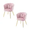 Two pink velvet chairs with gold legs and decorative pillows, presented on a white background. Náhľad obrázku produktu