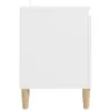 A side view of a white TV cabinet with wooden legs on a white background. Podgląd zdjęcia produktu