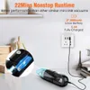 A mini USB vacuum cleaner is shown on a desk, plugged into a wall socket via a USB adapter. The scene includes decorative items like a wooden mannequin and the Eiffel Tower. Produktbild-Vorschau